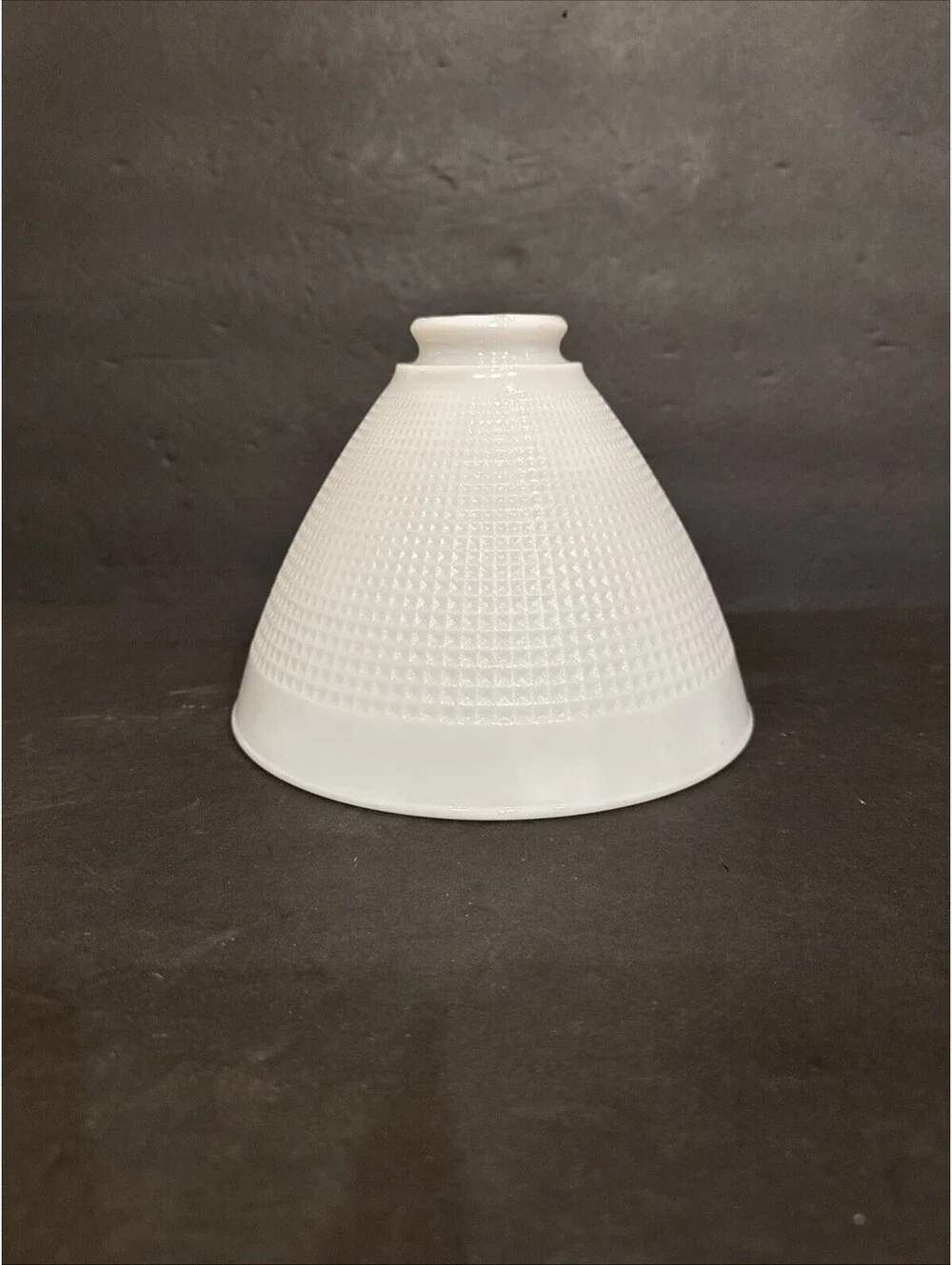 Vintage Corning White Milk Glass Waffle Pattern Torchiere Pendant Lamp Shade 8